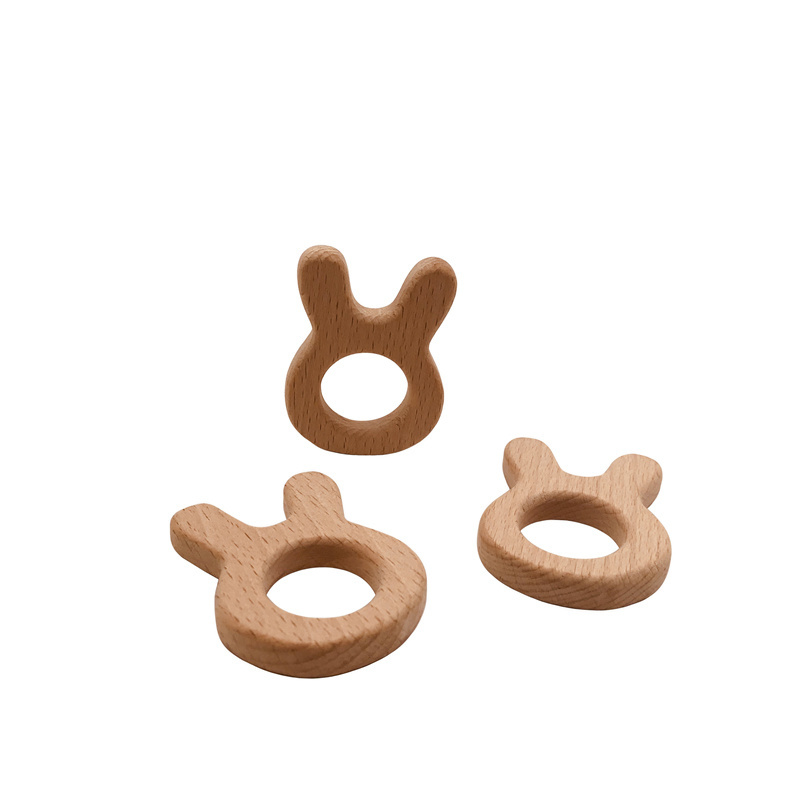 Beech Wood Rabbit Shaped Infant Teething Baby Necklace Pendant Teether