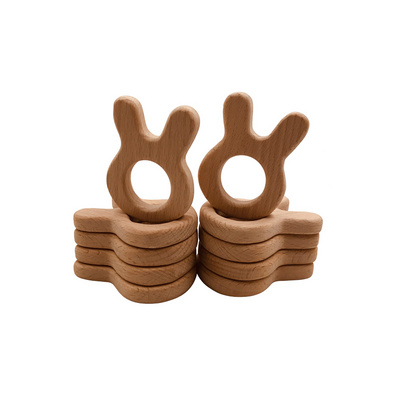 Beech Wood Rabbit Shaped Infant Teething Baby Necklace Pendant Teether