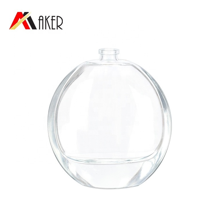 2024 New arrival luxury round 100ml clear crystal glass perfume bottle with gold mist sprayer