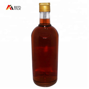 Multifunctional Wholesale custom clear round empty 750 ml liquor rum vodka whiskey glass bottle with aluminum cap