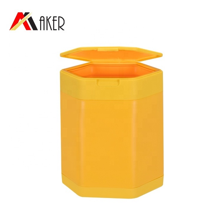 Wholesale 550ml hexagon yellow wide mouth PE cosmetic plastic jar with flip top cap