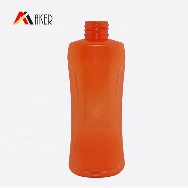 150ml empty orange flat plastic PET shampoo bottle with lotion pump