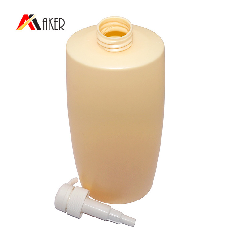 New 1L yellow PE plastic cosmetic empty shampoo bottle with lotion pump for wholesale