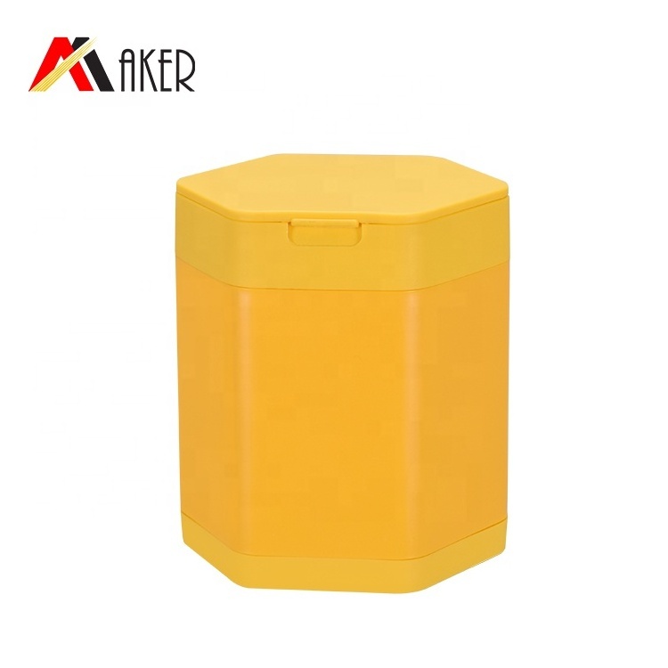 Wholesale 550ml hexagon yellow wide mouth PE cosmetic plastic jar with flip top cap