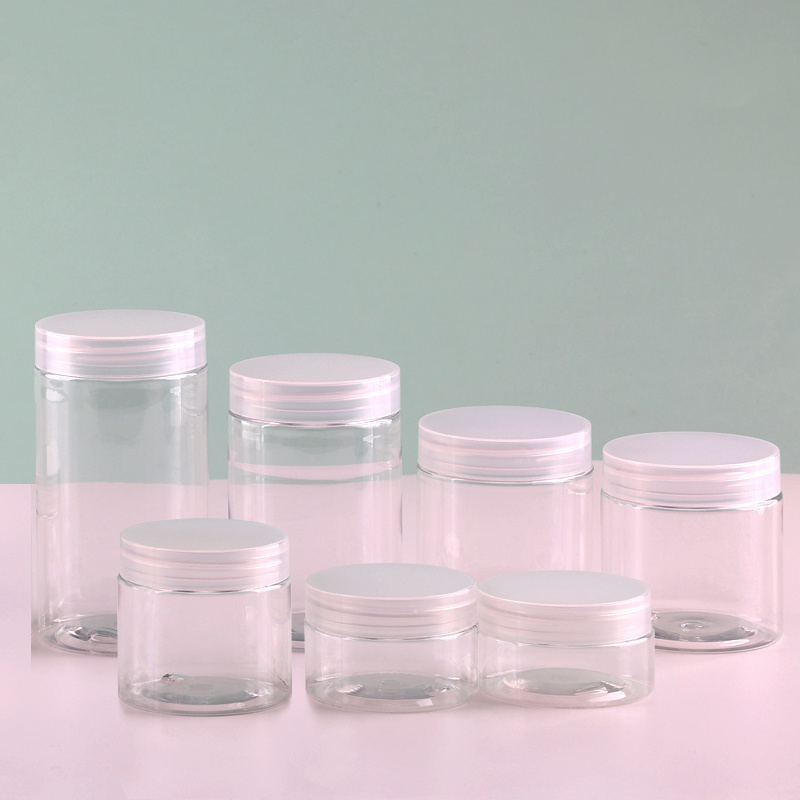 Wholesale Clear Cosmetic Cream Body Scrub Butter 15ml 30ml 80ml 100ml 120ml 500ml Food Grade PET Hemp Plastic Jars With Lids