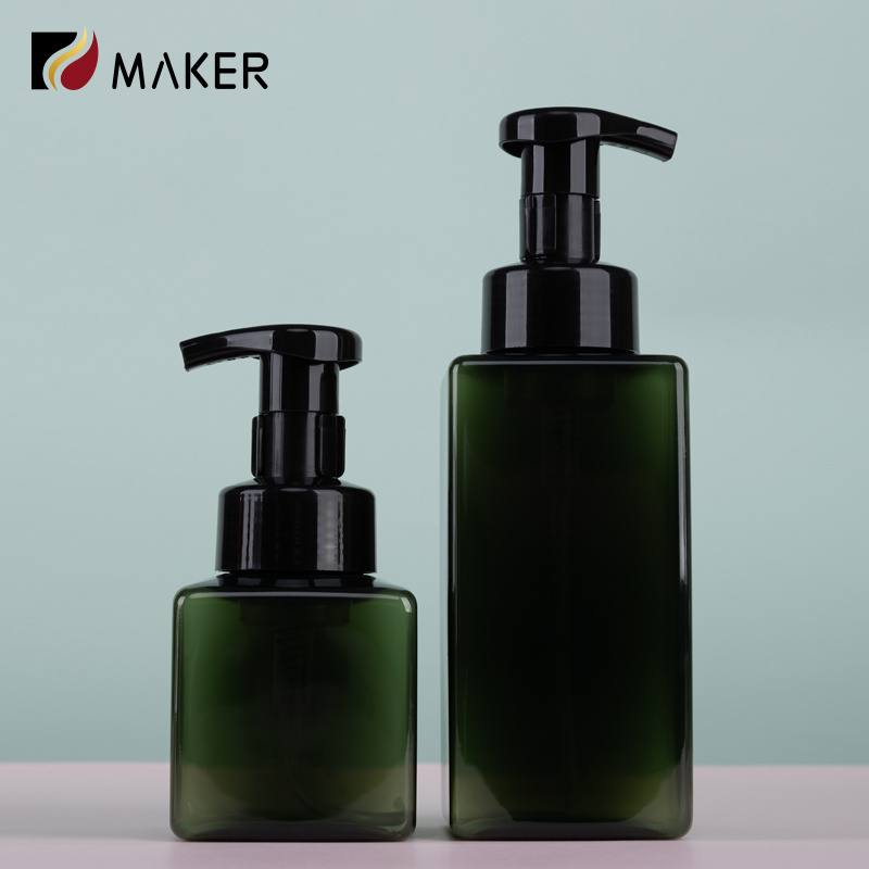 250ml 500ml Square Soap Foam Dispenser Pump Bottle Amber Green Foam Pump Bottles Cubic Plastic Travel Mousse Foam Bubble Bottle