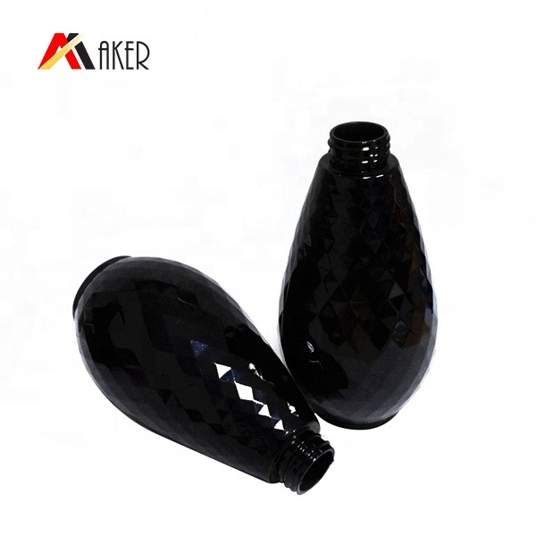 Unique shape design 650ml black PET plastic hair conditioner shampoo bottle with lotion pump