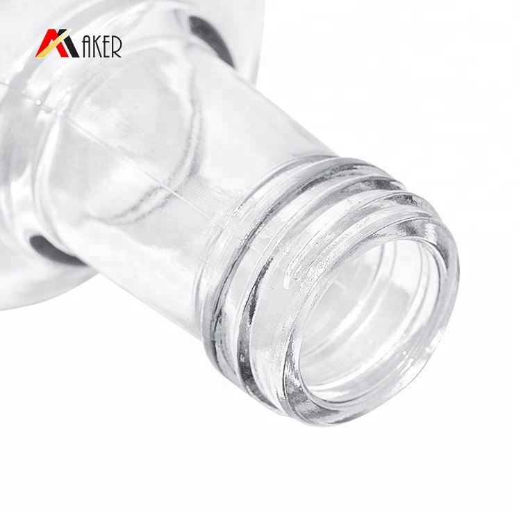 Multifunctional Wholesale custom clear round empty 750 ml liquor rum vodka whiskey glass bottle with aluminum cap