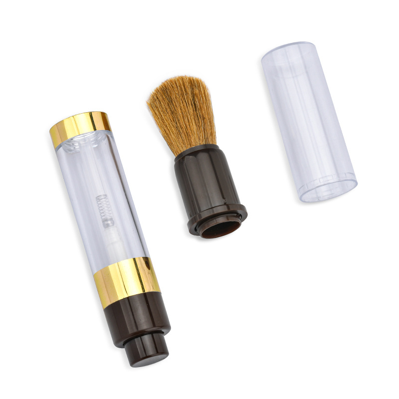 OEM Custom  Retractable Body Dispensing Refillable Powder brush Pump Dispenser Makeup Brush