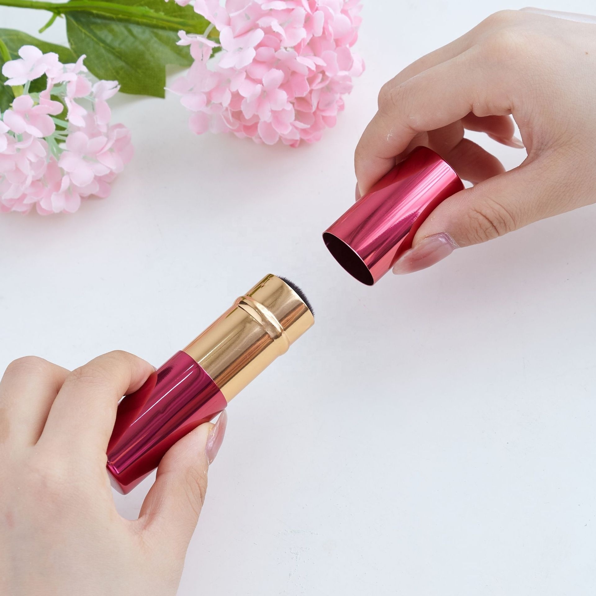 Jafon Luxury High Quality Retractable Brush Best Vegan Retractable Face Kabuki Foundation Powder Brush