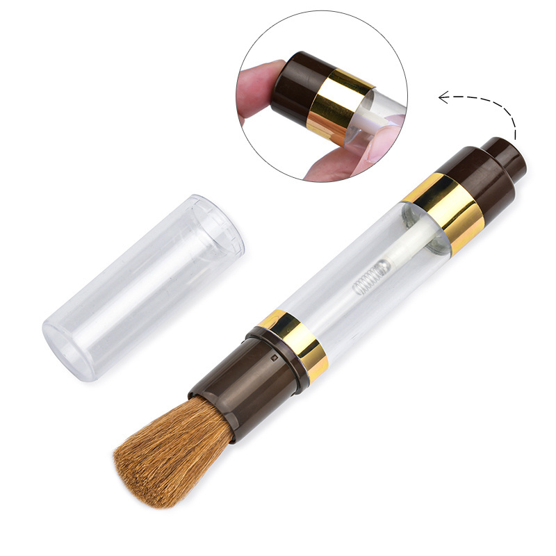 OEM Custom  Retractable Body Dispensing Refillable Powder brush Pump Dispenser Makeup Brush