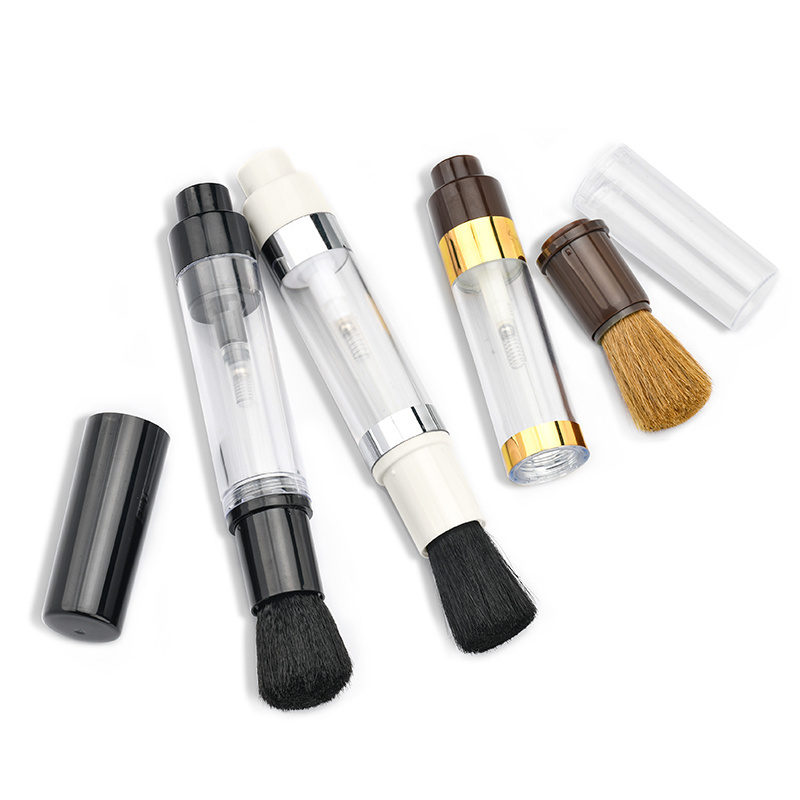 OEM Custom  Retractable Body Dispensing Refillable Powder brush Pump Dispenser Makeup Brush