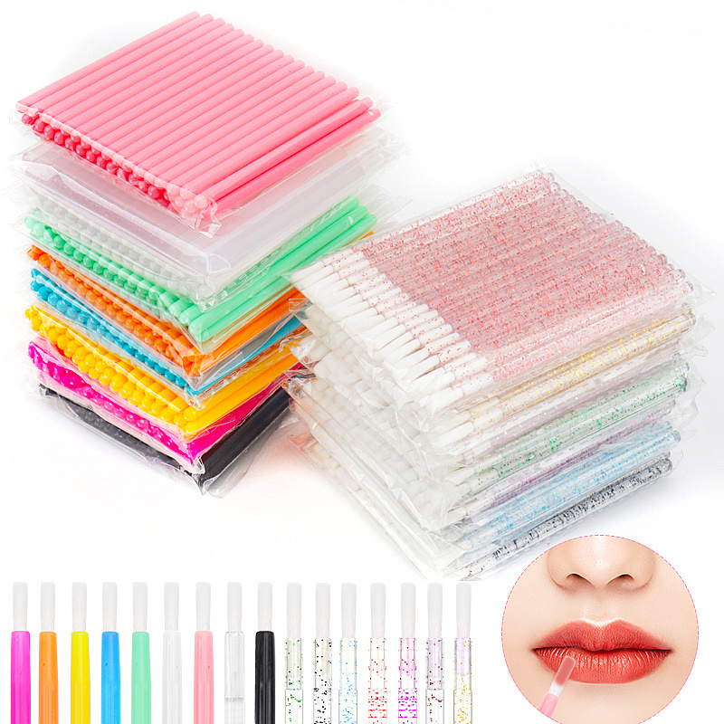 Soft Nylon hair Disposable Makeup Lip Brushes Nail Polish Brushes Cosmetic Lip Wands mini paint brushes set