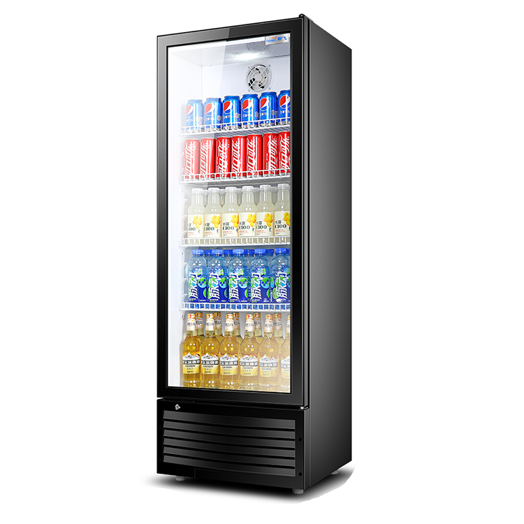 300L Red Bull  Cold Drink Display Chiller Commercial Refrigerator Fridge Upright Glass Door Beverage Cooler For Sale