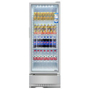 300L Red Bull  Cold Drink Display Chiller Commercial Refrigerator Fridge Upright Glass Door Beverage Cooler For Sale