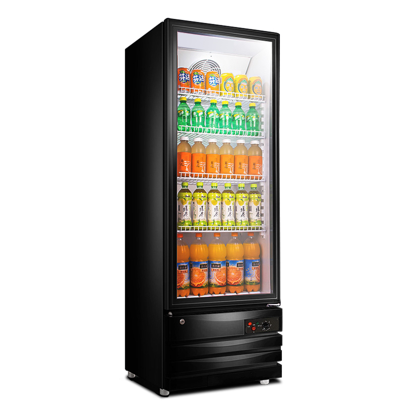 300L Red Bull  Cold Drink Display Chiller Commercial Refrigerator Fridge Upright Glass Door Beverage Cooler For Sale