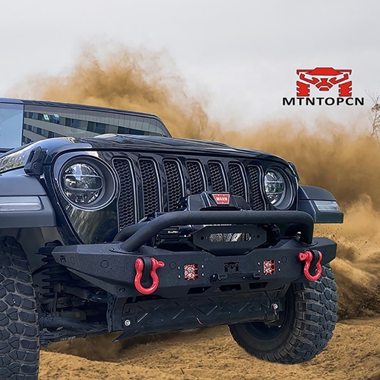 MTNTOPCN AQMR Stubby Steel Front Rock Crawler Bumper Compatible for Jeep Wrangler & Gladiator - Ultimate Protection