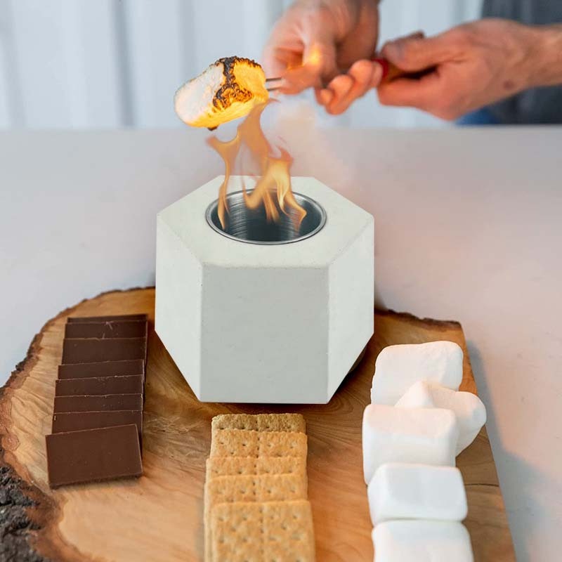 Indoor and Outdoor Table Fire Decoration Table Top Fireplace Mini Smores Maker Portable Cement Fire Pit Bowl Tabletop Fire Pit