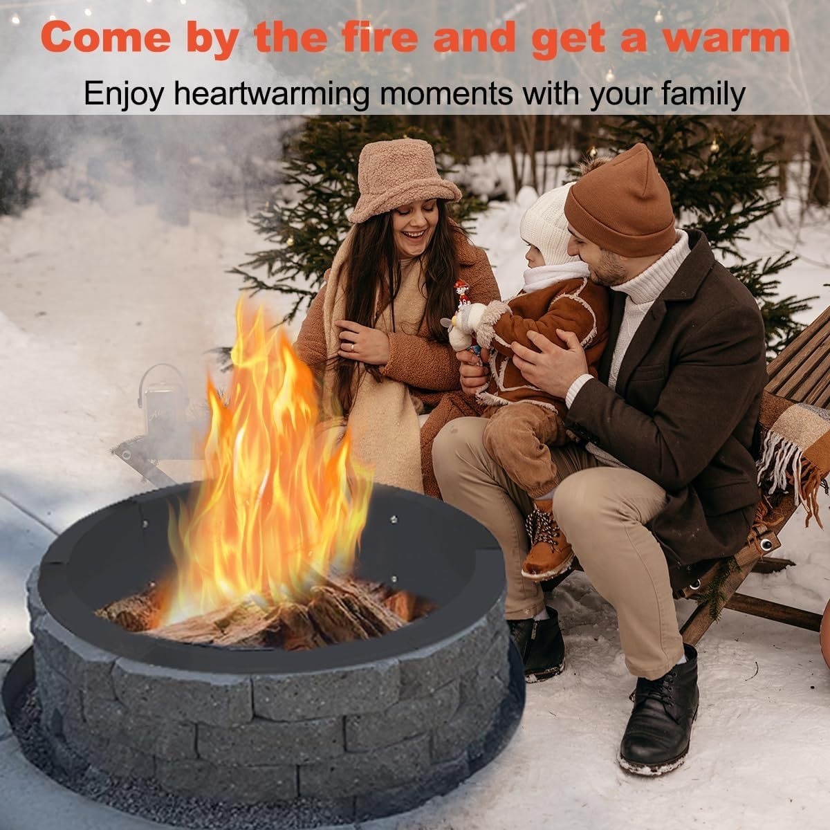 Large Round Outdoor Heavy Duty Metal Wood Burning Firepit Fire Ring