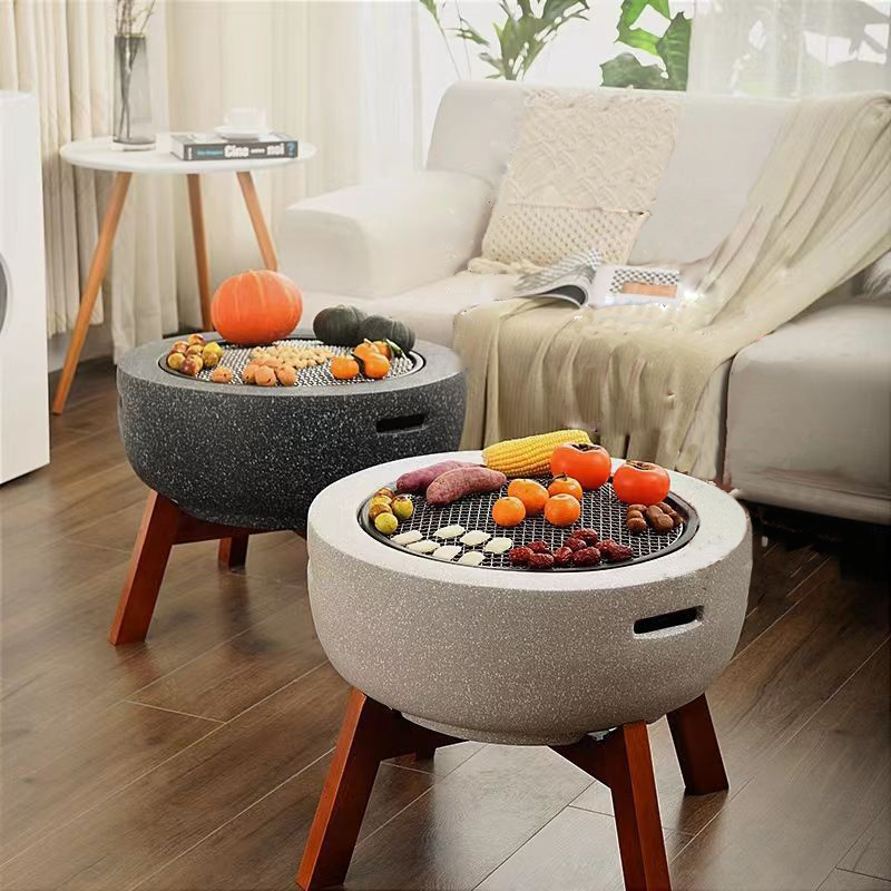 Multifunctional Backyard Round Portable Firepit Bowls Metal Outdoor Patio Garden Stone BBQ Fire Pit with Poker