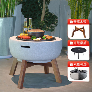 Multifunctional Backyard Round Portable Firepit Bowls Metal Outdoor Patio Garden Stone BBQ Fire Pit with Poker