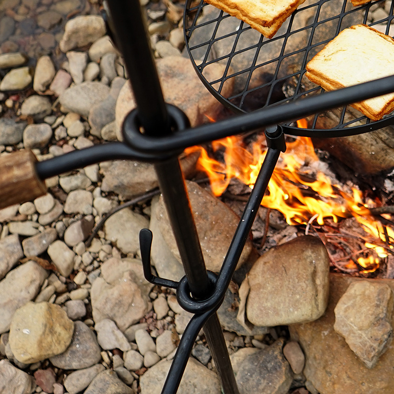 Fire Pit Grill Adjustable Swivel Campfire Grill Heavy Duty BBQ Steel Grate, Over Fire Camping Grill for Outdoor Barbecue