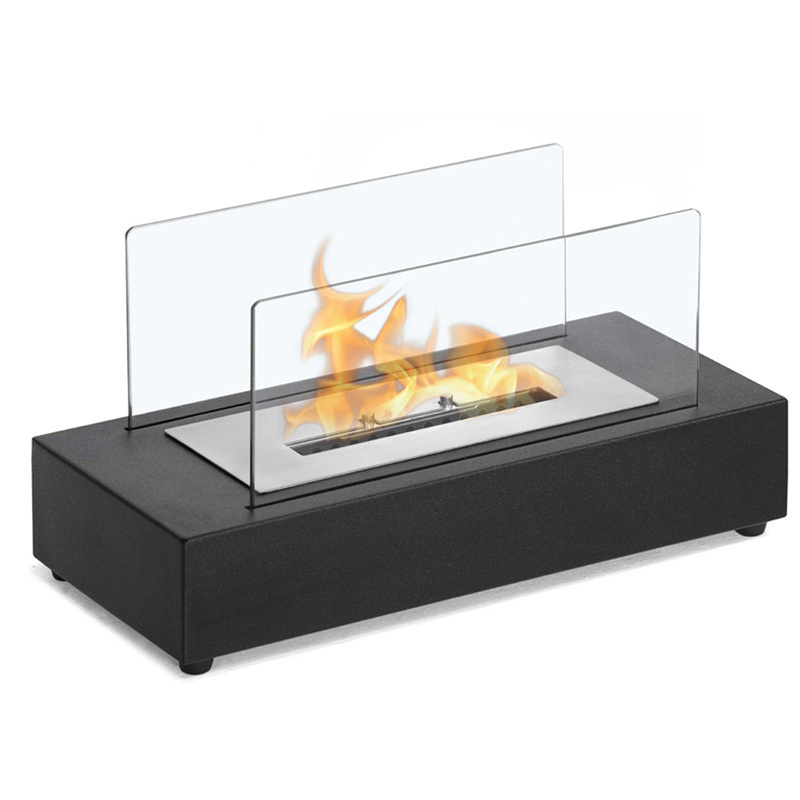 Desktop Metal Surround Round Tabletop Indoor Glass Table Outdoor Mini Tabletop Ethanol Bioethanol Fireplace