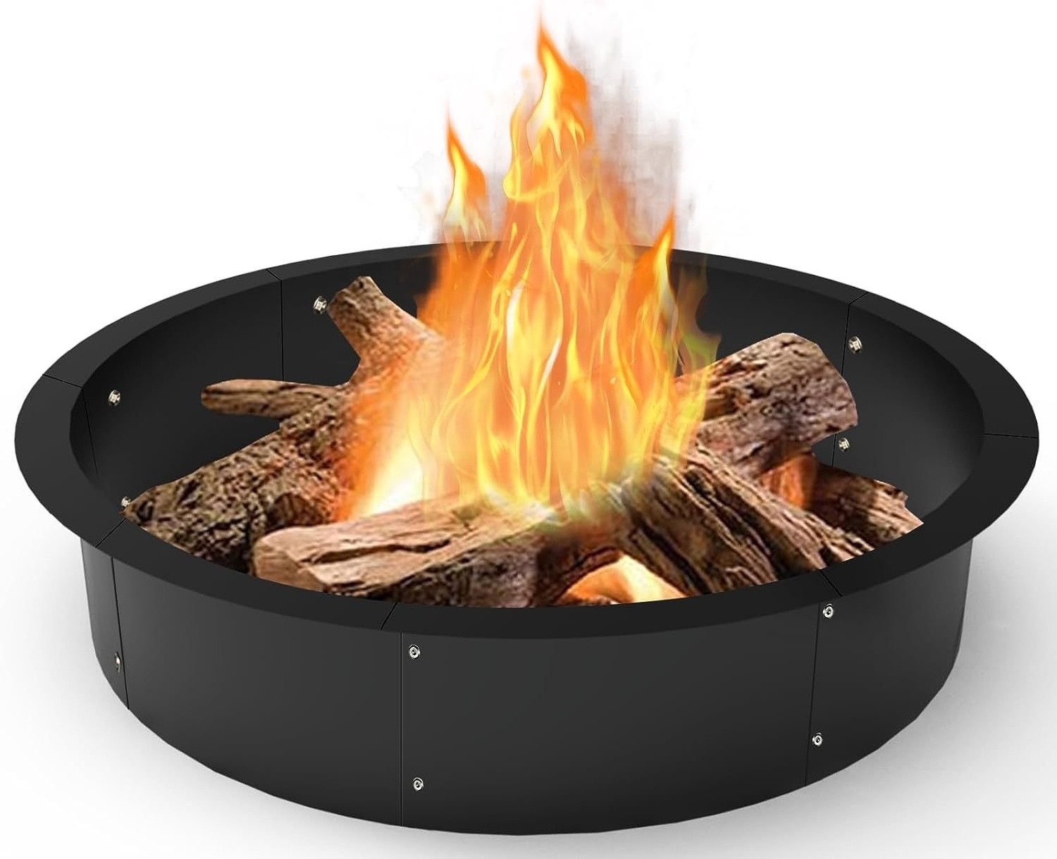 Large Round Outdoor Heavy Duty Metal Wood Burning Firepit Fire Ring