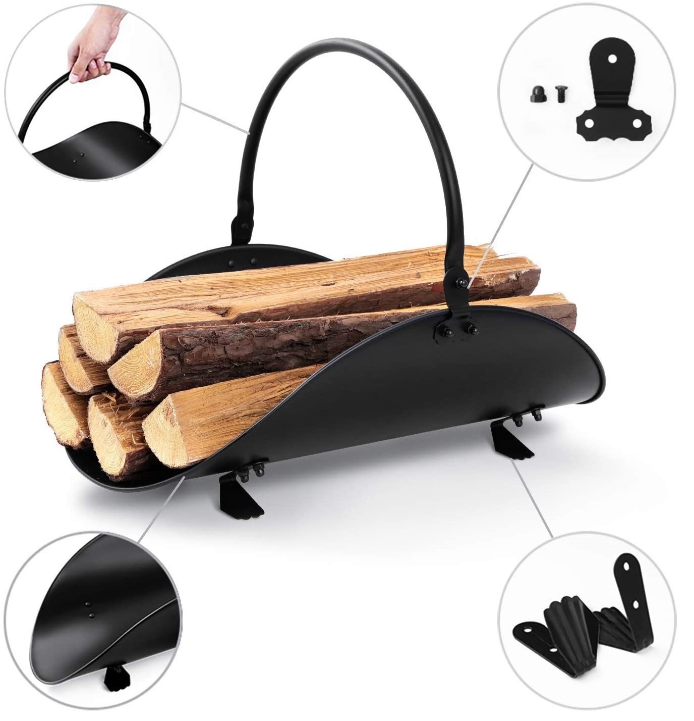 Fireplace Log Holder Indoor Firewood Carrier Metal Wood Rack Holders Tools Covers Fire Wood Basket Container Sets Ash Bucket