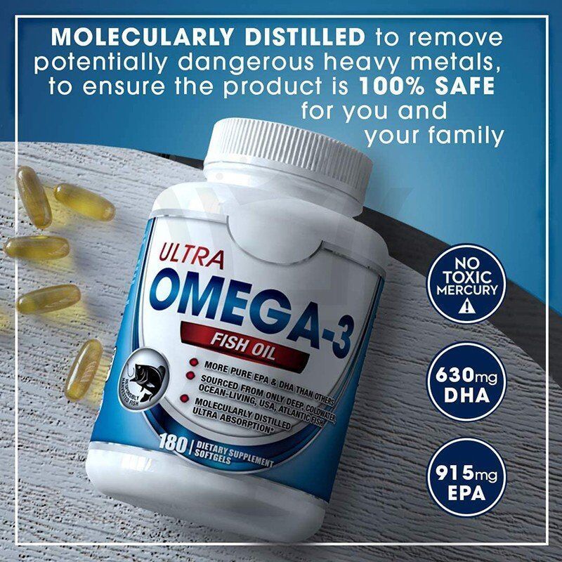 Triple Strength Omega 3 Fish Oil Supplement 180 Softgels Highly Concentrated Fish Oil OEM