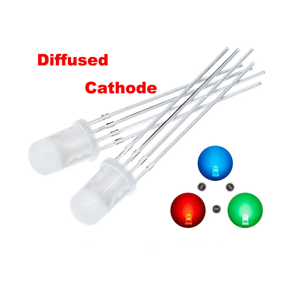 5mm RGB LED Common Cathode 4pin Round Diffused LED Diode Red Green Blue RGB LED