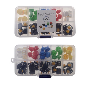 25pcs 5 Colors 12*12*7.3MM Micro Switch Button Tact Cap Tactile Push Button Switch Assorted Kits With Box