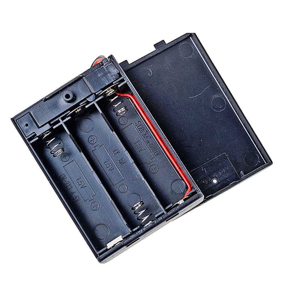 3 x AA 4.5V Black Battery Holder Connector Storage Case Battery Box 3 Slot AA Battery Holder with ON/OFF Switch and Lead Wire