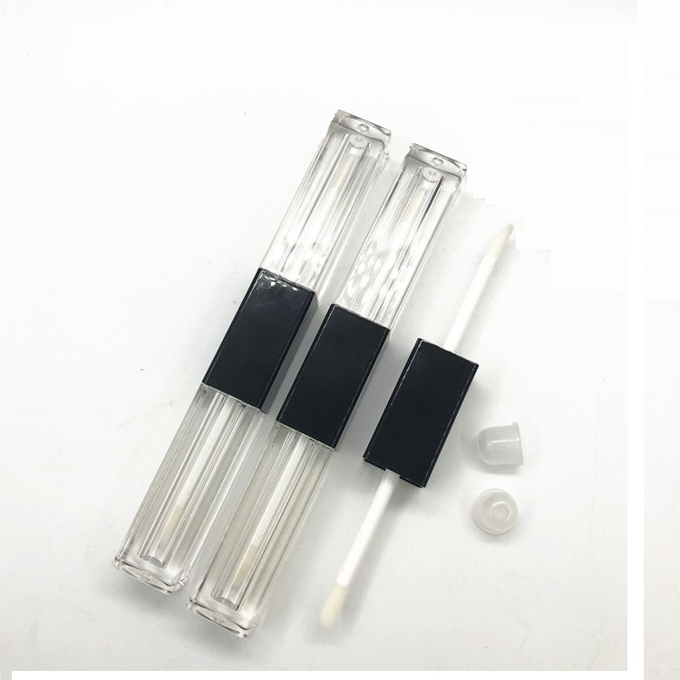 Dual Wand Lip Gloss Tube 6ML 2x3ML Square Transparent Empty Double Heads Liquid Lipstick Lip Tint Bottle Lipgloss Container