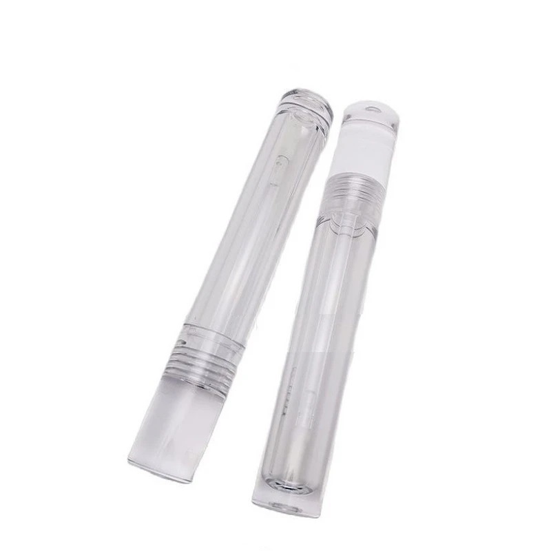 Clear Lip Gloss Tube Transparent 7ML Liquid Lipstick Container PETG Empty Flat Paddle Silica Gel Applicator Wand Lipgloss Tubes