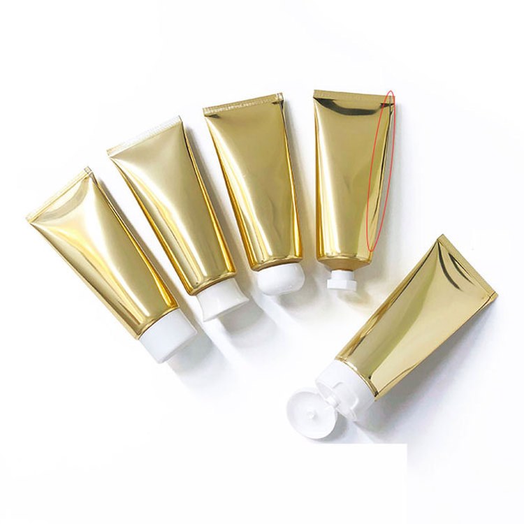 100ml Custom wholesale Golden Aluminum Plastic Empty Travel Squeeze Bottle Glossy Cream Containers 50pcs/lot Soft Tube