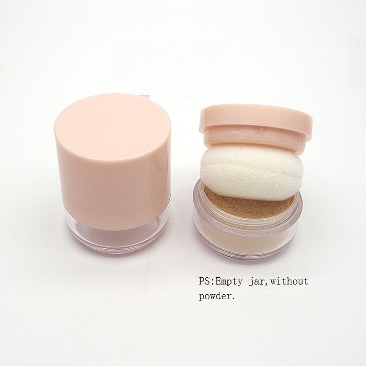 Mini 5 g Empty Pink Cosmetic Highlighter Loose Powder Jar Container with Puff