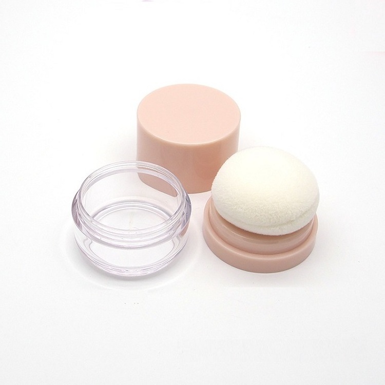 Mini 5 g Empty Pink Cosmetic Highlighter Loose Powder Jar Container with Puff