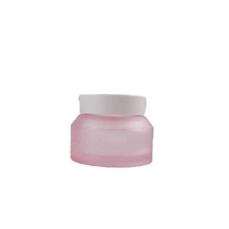 15g 30g 50g Matte Pink Frosted Glass Cream Jar Pots Oblique Shoulder Cosmetic Cream Container Skincare Empty Eye Face Cream Jars