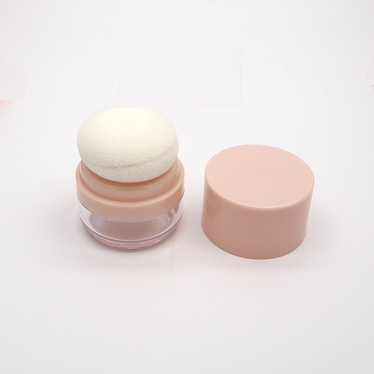 Mini 5 g Empty Pink Cosmetic Highlighter Loose Powder Jar Container with Puff