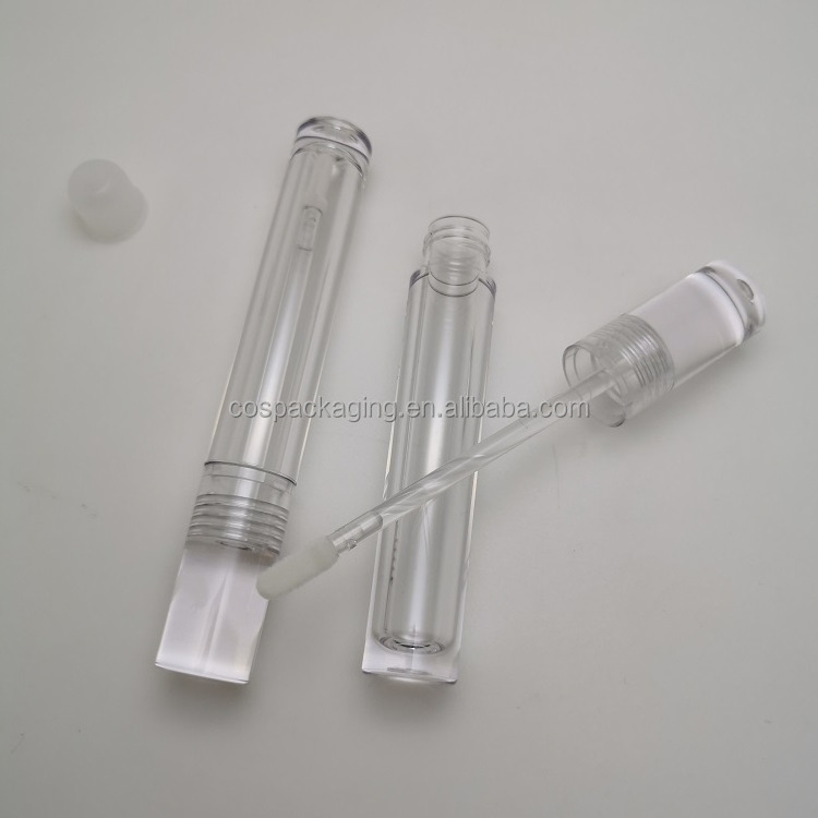 Clear Lip Gloss Tube Transparent 7ML Liquid Lipstick Container PETG Empty Flat Paddle Silica Gel Applicator Wand Lipgloss Tubes