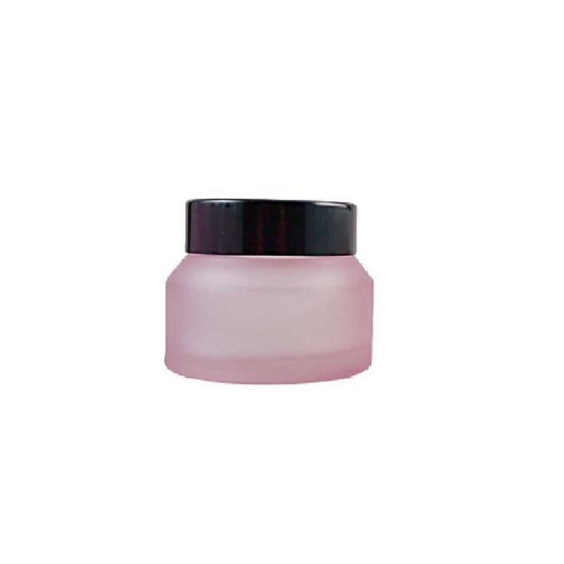 15g 30g 50g Matte Pink Frosted Glass Cream Jar Pots Oblique Shoulder Cosmetic Cream Container Skincare Empty Eye Face Cream Jars