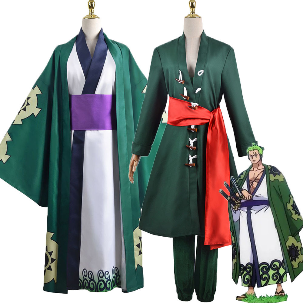 High Quality Cosplay Sailing King Roronoa Zoro Coat Costume Cloak Robe For Adult Anime Kimono Haori Halloween Party Costumes