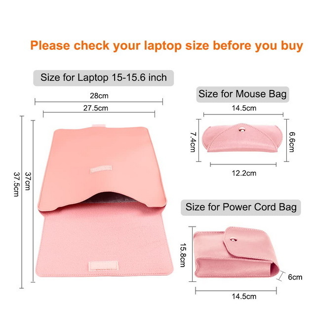 Pink Briefcase Laptop Leather Sleeve Durable Laptop Case Business Laptop Shell Waterproof 14 /15 /16 Inch For ladies