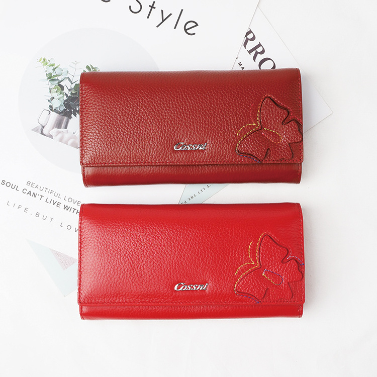 Saffinao PU Leather Full Grain Leather Ladies Clutch Bag Customize Logo Woman Wallet