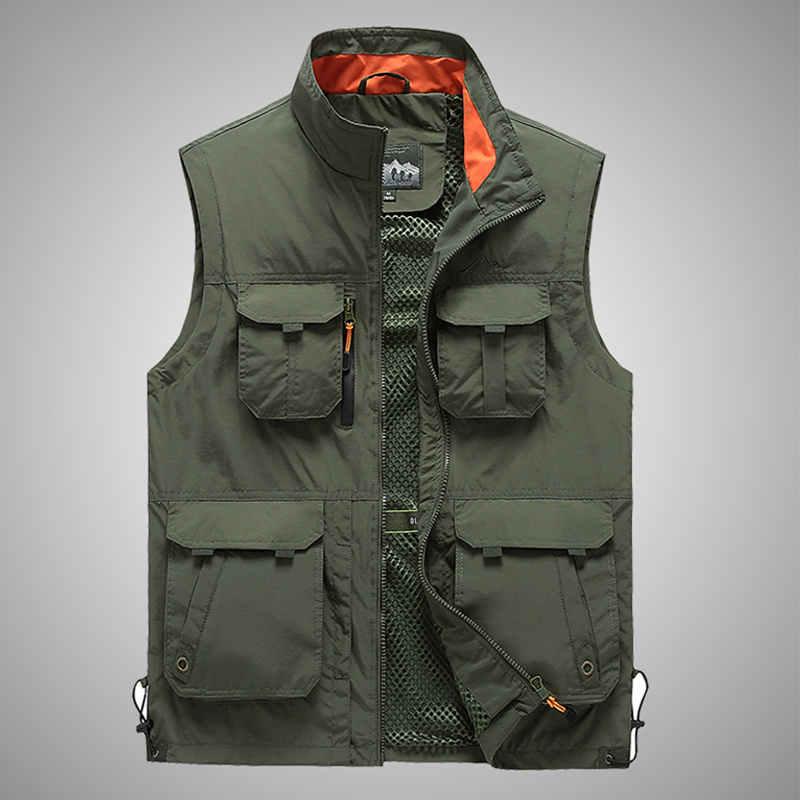 Summer Men Fishing Unloading Tactical Outdoor Vests Man Photographer Waistcoat Mesh Work Sleeveless Jacket Multi-pocket Vest