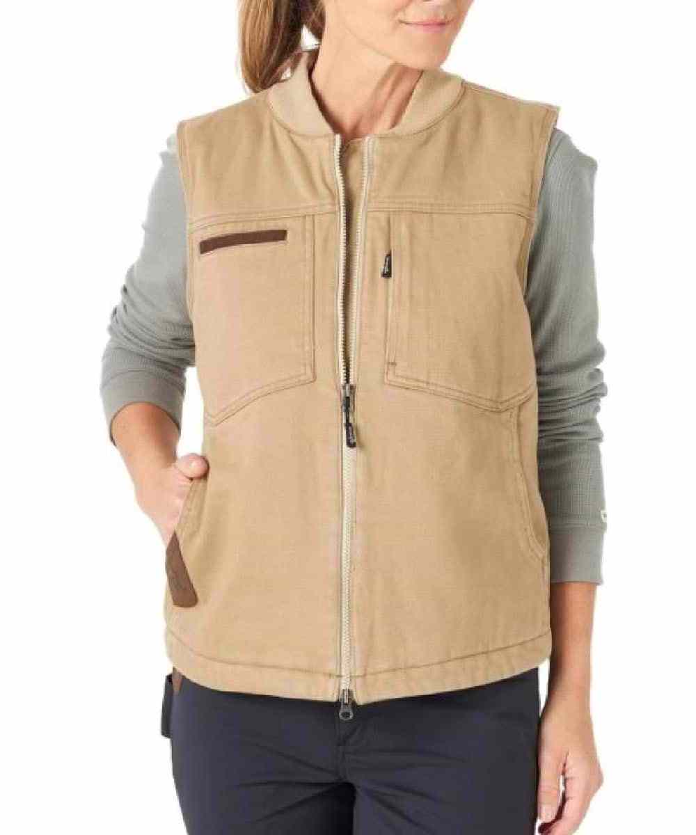 Women's Workwear two Layers Work Zippered Closure Front 100% cotton canvas Vest