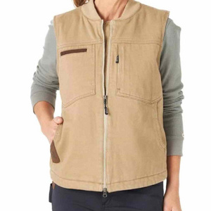 Women's Workwear two Layers Work Zippered Closure Front 100% cotton canvas Vest