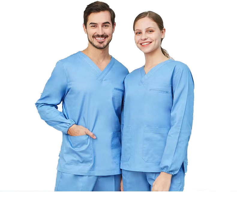 Zipper Neck Scrubs Double Pocketed Top Jogging Suit Dentist Clinic Hospital School Hotel Aesthetic Nurse Uniform