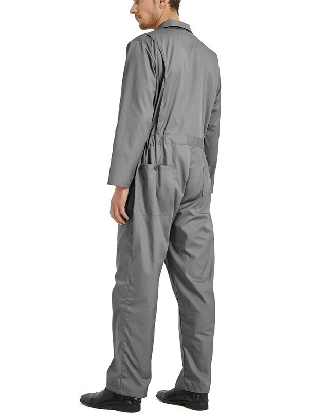 2023 New Men's Long Sleeve Coverall Overall Snap & Zip-Front Basic Blended Coverall Mechanic Work Uniform Jumpsuit